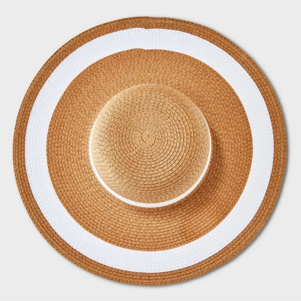 NWT Shade & Shore Striped Sunhat Straw Floppy Beach Hat